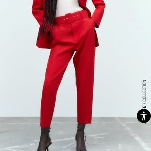 Zara belted red pants size small